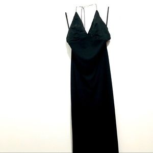 Long Evening Formal Gown Black Prom Beaded Maxi Dress